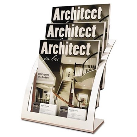 DEFLECTO Deflect-O 693745 Three-Tier Magazine Holder; 11.25w x 6.94d x 13.31h; Silver 693745